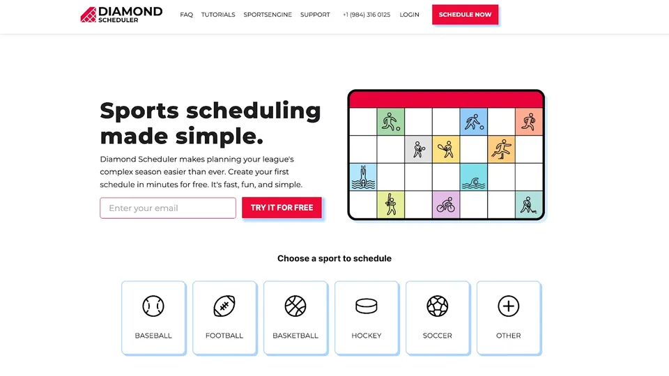 Diamond Scheduler sports scheduling website