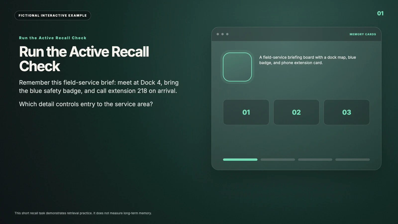 Run the active recall check interactive video example