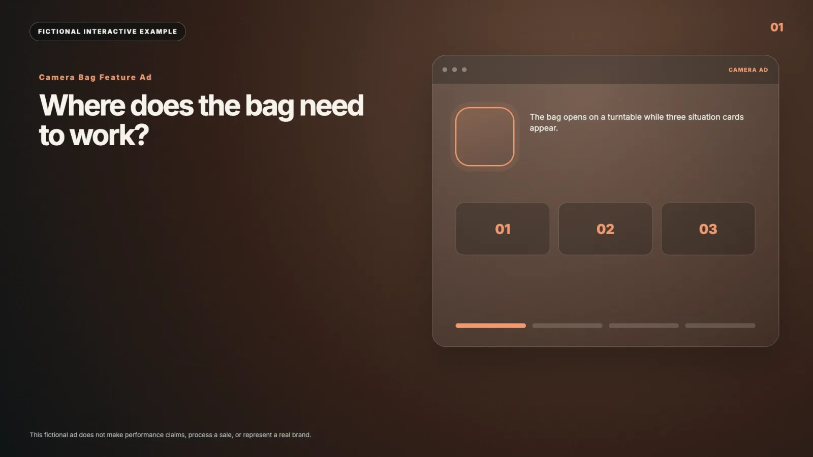Camera Bag Feature Ad interactive video example