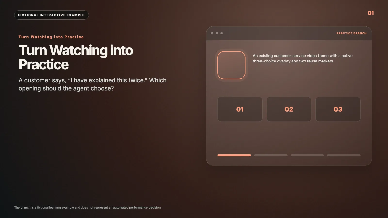 Turn Watching into Practice interactive video example