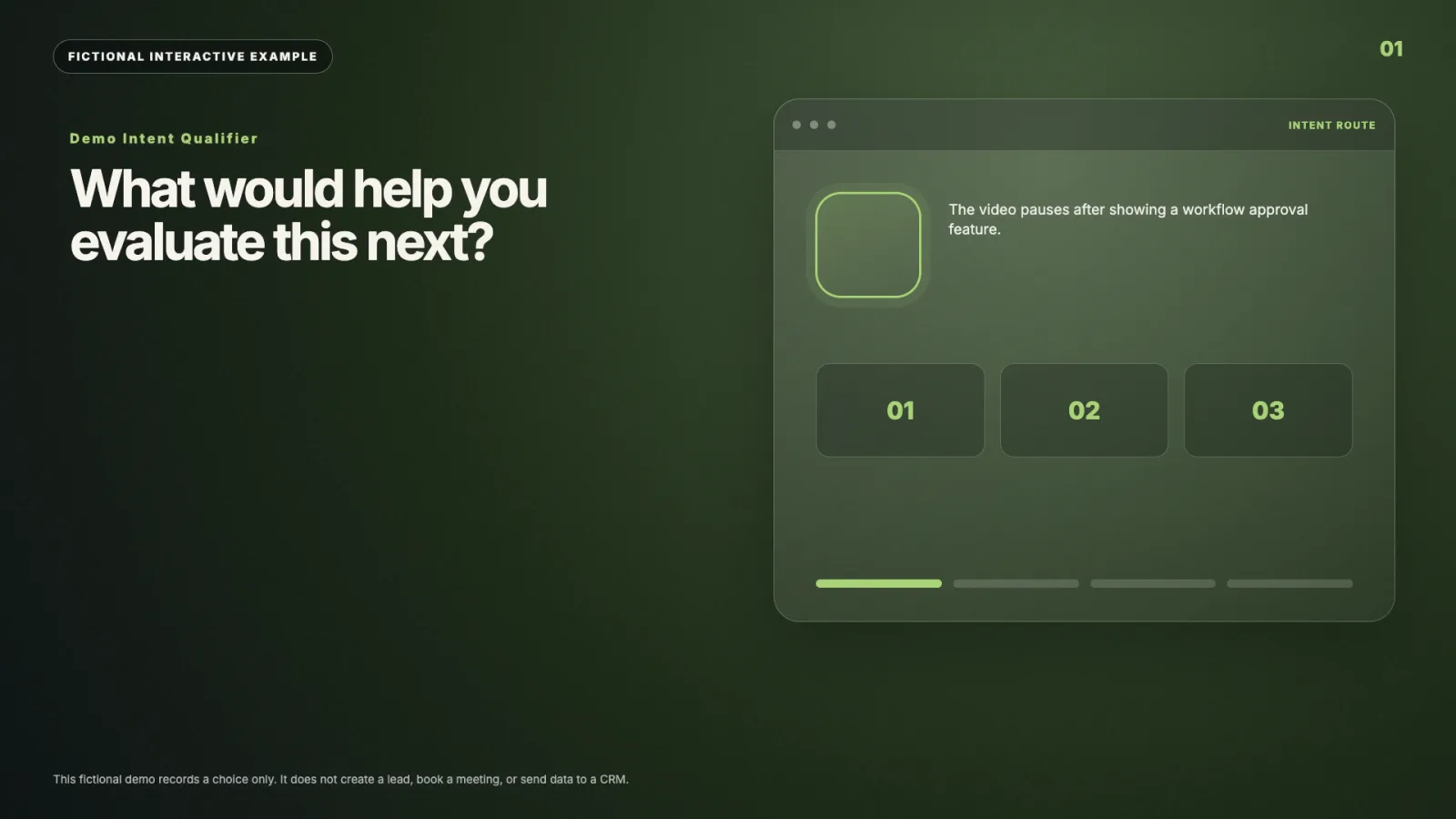 Demo intent qualifier interactive video example