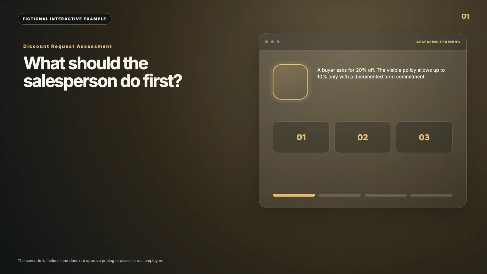 Discount Request Assessment interactive video example