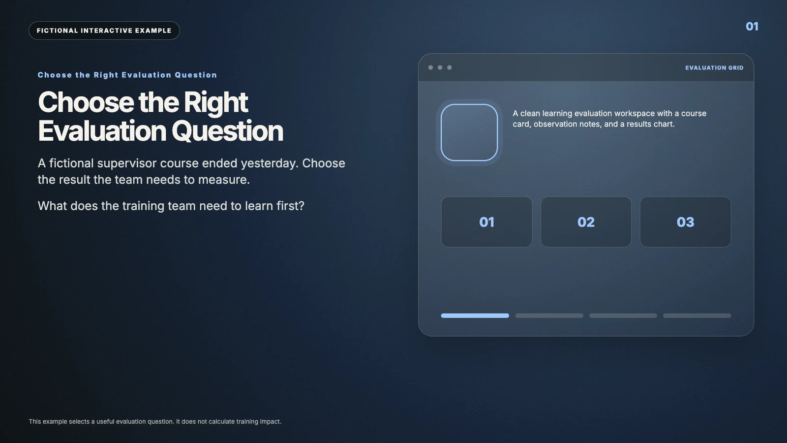 Choose the right evaluation question interactive video example