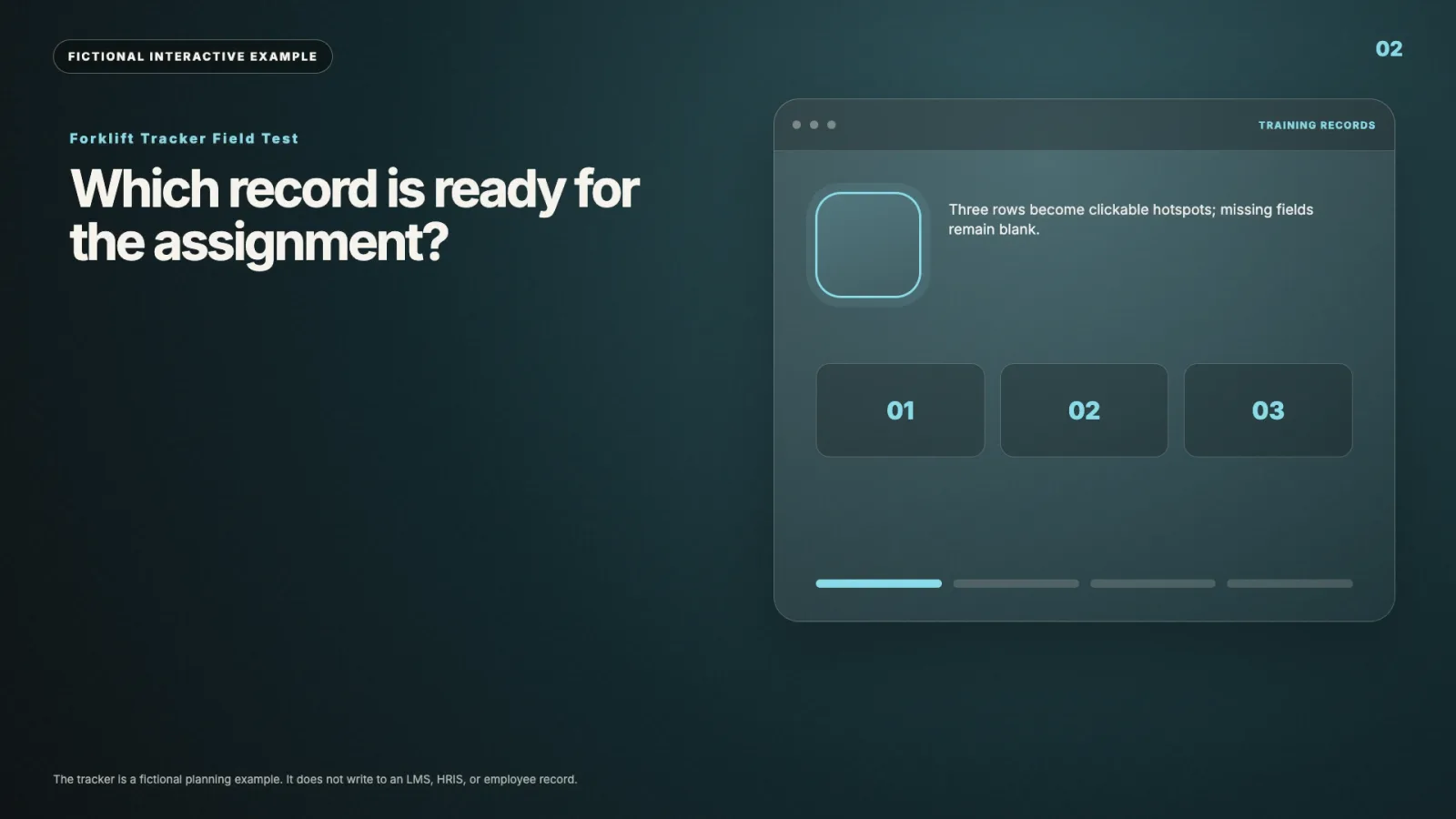 Forklift training tracker check interactive video example