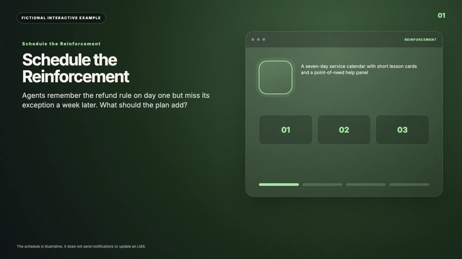 Schedule the Reinforcement interactive video example