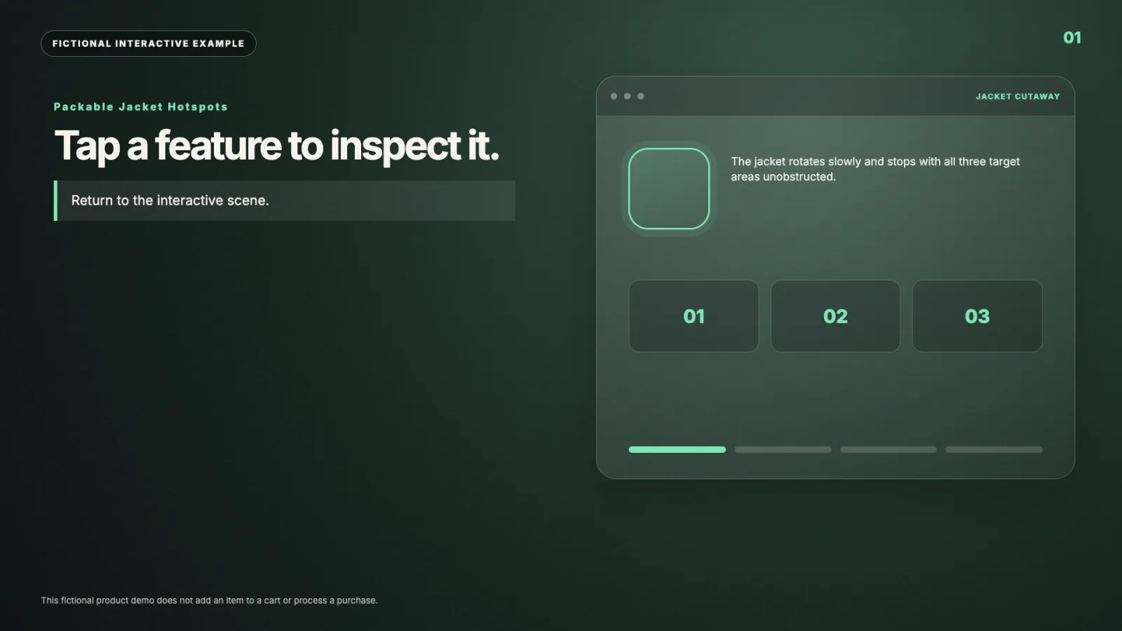 Packable jacket hotspots interactive video example