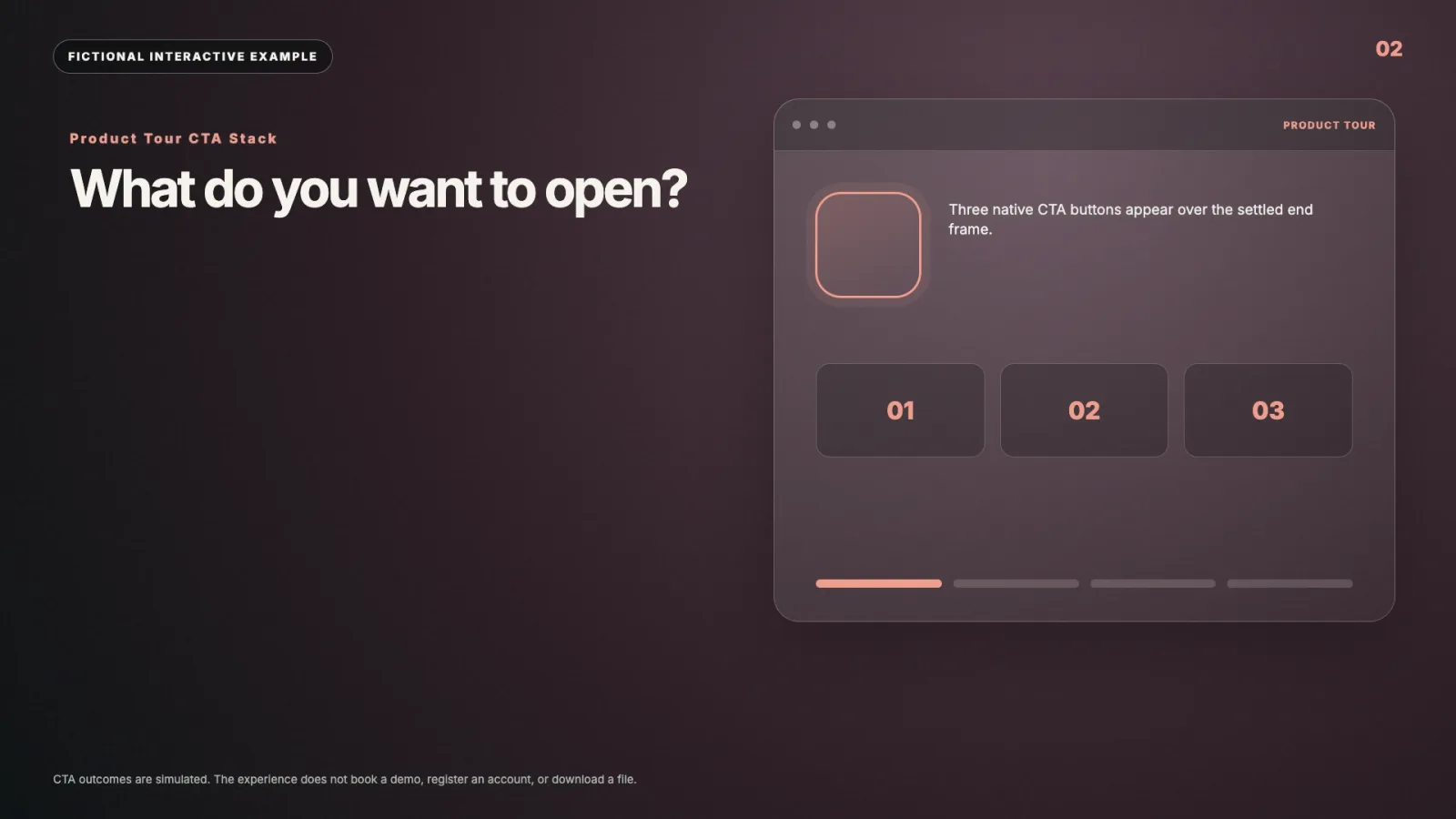 Product tour CTA stack interactive video example