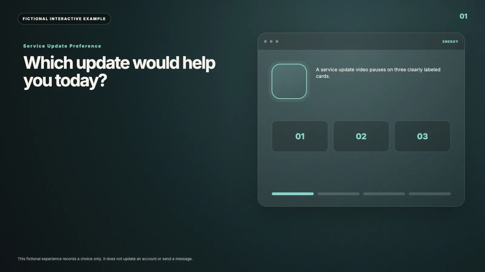 Service update preference interactive video example