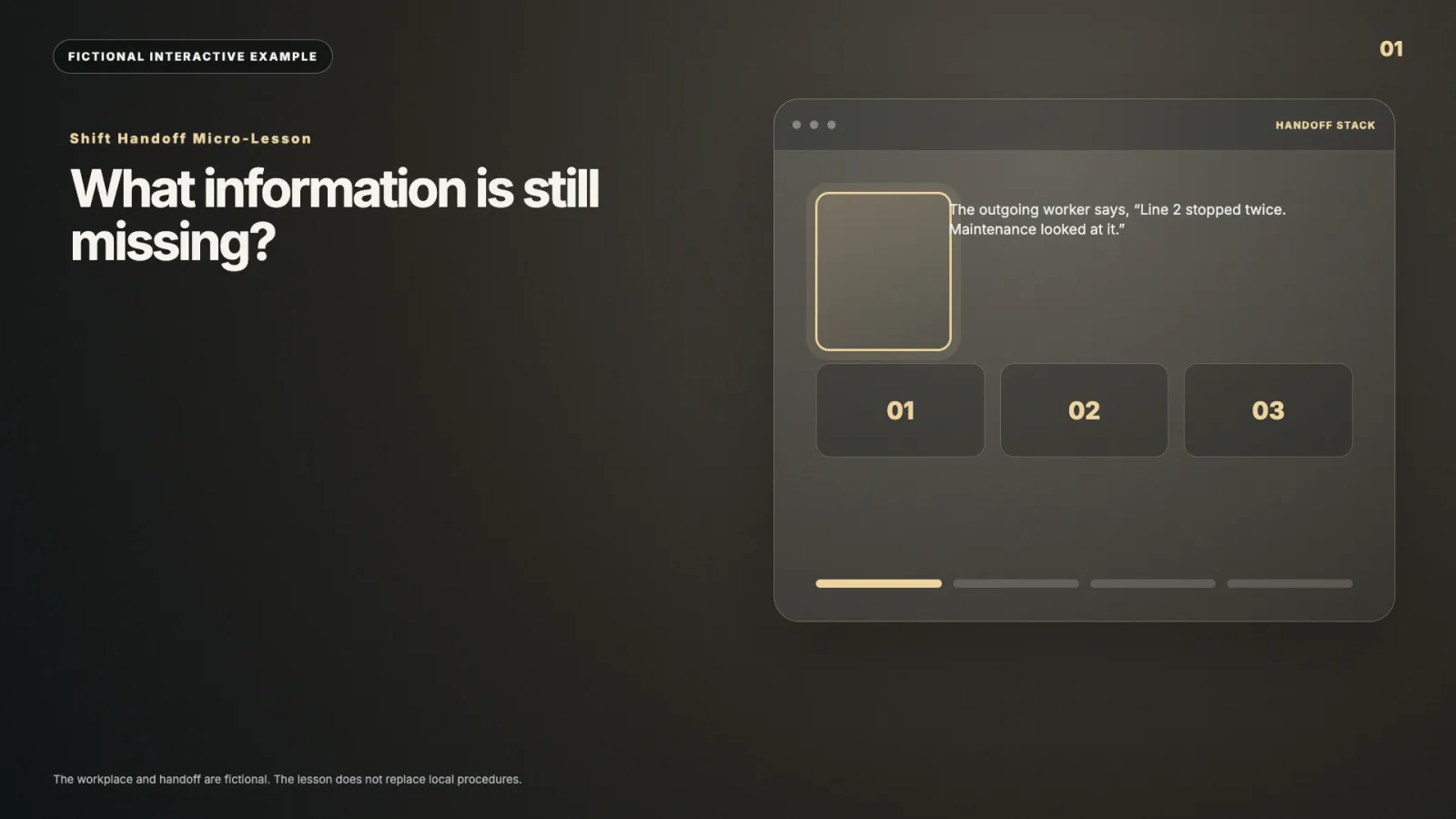 Shift handoff micro-lesson interactive video example