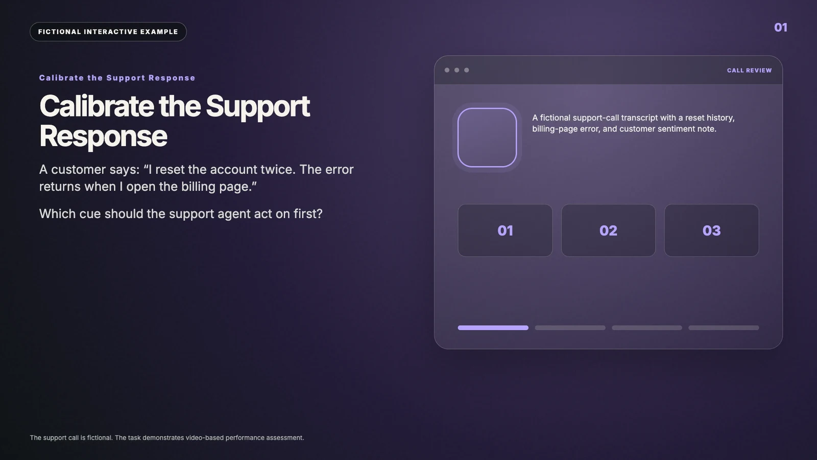 Calibrate the support response interactive video example